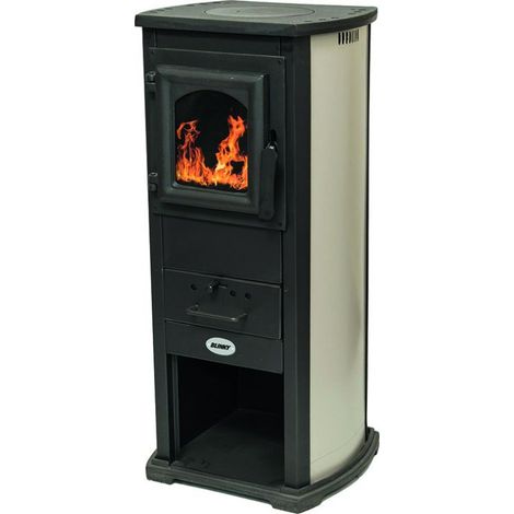 Vigor-blinky 9815008 Oslo Stufa a Legna Acciaio e Ghisa Porta Vetro 6.1 kW 4 Stelle colore Tortora (1/3)