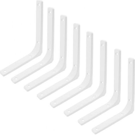 8Pcs Equerre de Metal Etagere Fixation Murale Blanche, Support Etagere en fer Murale Fixation Invisible Charge Lourde, 150 x 125 x 7.5mm Support Étagère Mural pour Étagère Cuisine (150 x 125 x 7.5mm) (1/4)