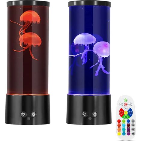 Lampe méduse LED 17 couleurs, lampe à lave pour aquarium, lampe d'ambiance décorative avec télécommande (1/5)