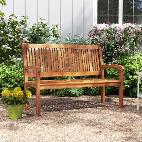 Banc de Jardin en Bois avec Dossier et Accoudoir Large Idéal pour Balcon Jardin Bord de Piscine etc. (1/3)