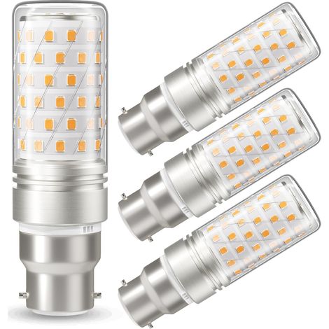 Ampoule LED B22, ampoule maïs LED 16 W équivalent à une ampoule halogène 130 W, blanc chaud 3000 K, 1000 lm, non dimmable, culot à baïonnette B22, lot de 4 (1/5)