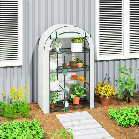 CHICFURN Invernadero de jardín 100 x 45 x 160 cm de acero blanco con estantes, para balcón (1/5)