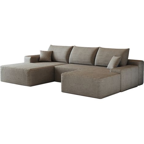 CHICFURN Sofá rinconera modular 270 cm camel de tejido, en L con chaise longue, sin montaje (1/5)