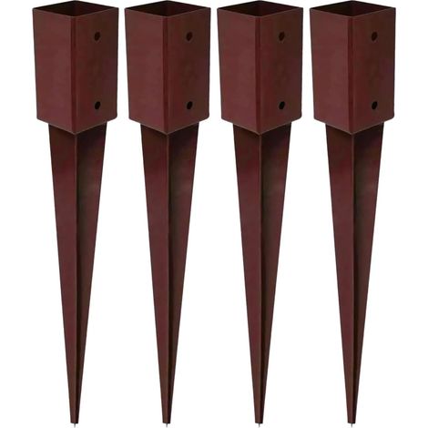 Fence Post Spikes 4 Pack 750mm x 75mm Steel Drive In Fence Post Support Holders No Dig Powder Coated Garden Fencing