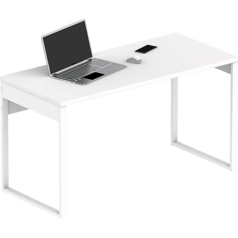 Briebe Smuk Escritorio Mesa de Ordenador Oficina Estudio, Patas Estructura Metálica Industrial 76x135x60cm  Blanco