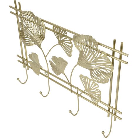 Porte-manteau mural design feuille de ginkgo, métal de qualité supérieure, robuste et durable, style élégant et tendance. (1/5)