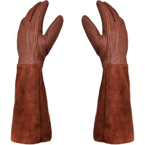 SVKBJROY Dornenschutzhandschuhe – Gartenhandschuhe (Paar) – Lederschutz – Gartenhandschuhe für Dornen und Brombeeren – Braun – Größe M (1/5)