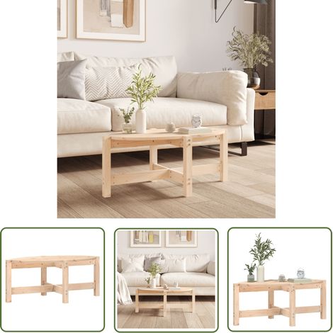 The Living Store Table basse 87x48x35 cm Bois massif de pin - Table Basse - Meuble Salon - Table D'appoint - Bois Massif - Pin (1/5)