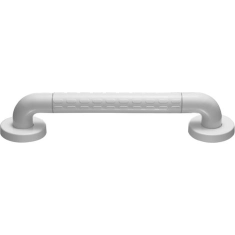 Une barre d'appui blanche pour salle de bain, de 50 cm de long, antidérapante et sans danger pour les personnes âgées et les femmes enceintes. (1/5)