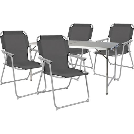 5-teiliges Campingmöbel Set 120x60x58/70cm anthrazit-MMC330872+4xMPO2600-grau (1/4)