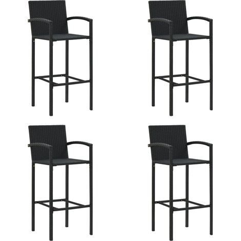 Bar Stools 4 pcs Black Poly Rattan vidaXL