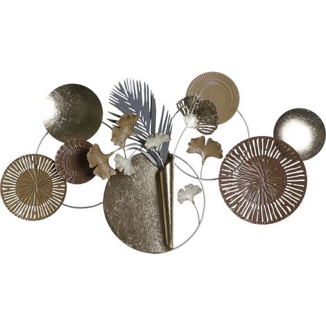 Decoracion Pared Metal 90X8,3X49 Circulos Dorado DP204668 (1/3)