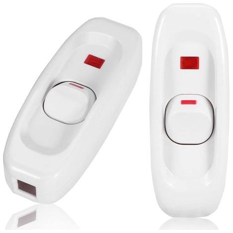 Interrupteur à Touche Basculante, Intermédiaire, Lampe de Chevet, 250V 10A In-Line Lamp ON/OFF Câble Commutateur avec LED Voyant lumineux, Blanc,  4 PCS (1/5)