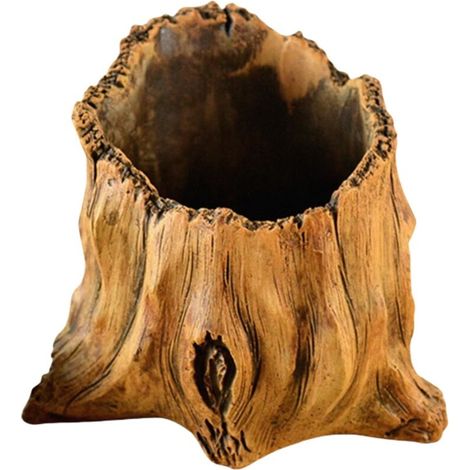 Vase en forme de tronc d'arbre réaliste, décoration d'aquarium en forme de tronc d'arbre en ciment, décoration pour terrarium d'animal de compagnie, décoration de jardin et d'aménagement paysager