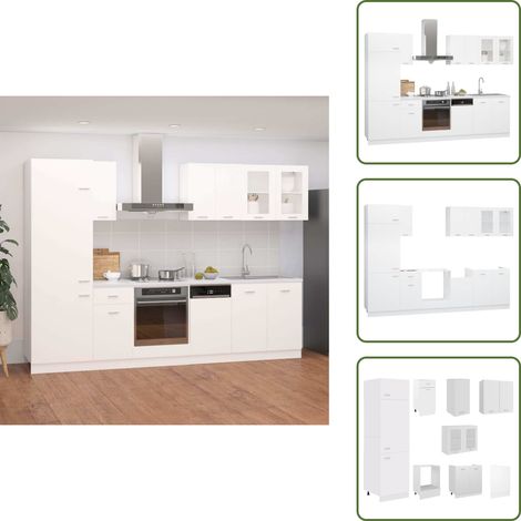 The Living Store Ensemble de meubles de cuisine 8 pcs Blanc Aggloméré - Meuble De Cuisine - Ensemble De Cuisines - Armoire De Cuisine - Rangements Cuisine - Meuble Blanc (1/5)