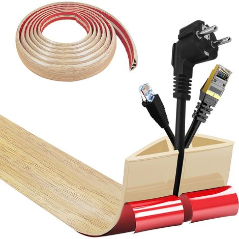 Goulotte autocollante - Pont de câble - 5 cm x 5 m - En PVC flexible - Plat - Protection de câble pour tous les câbles d'alimentation - Pour la maison, les bureaux, les hôtels, les entrepôts, etc (1/5)