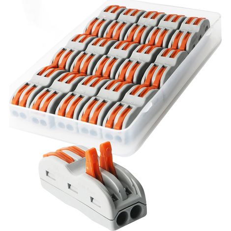 Bornes de Connexion Automatique, Rapide Connecteur de fil de Câble, Connecteur à Ecrou à levier, Assortiment de Conducteurs Connecteurs de fils Compacts SPL-2 (15 Pièces) (1/5)