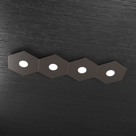 Plafoniera Moderna Hexagon Metallo Marrone 4 Luci Led 12X4W (1/5)