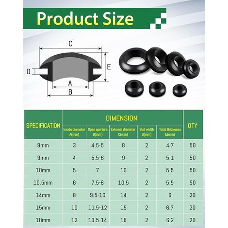 Rubber Cable Grommets Black (1/2)
