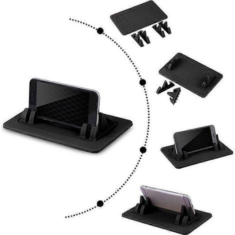 Support de téléphone de voiture en silicone, tapis de tableau de bord, support antidérapant pour smartphone GPS (noir) (1/3)