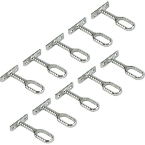 Ahlsen Support central pour barre de penderie ovale,Nickelé, Lot de 10 (1/5)