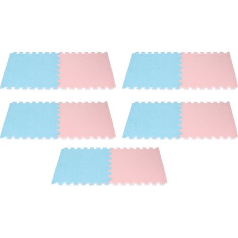 Plush Foam Interlocking Floor Carpet Soft Non Slip Cuttable Interlocking Rug Floor Mat for Living Room Bedroom Sky Blue 5 Pieces Pink 5 Pieces (1/5)