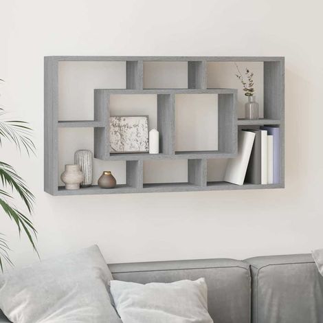 vidaXL Estantería de pared con 8 compartimentos gris Sonoma (1/5)