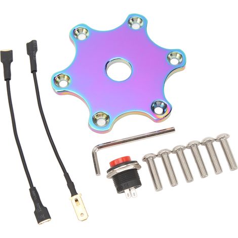 Volant 75mm Kit Couvercle Bouton Klaxon Hexagonal Plaque Poussoir Universel 6 Vis Acier (1/5)