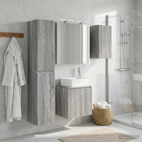 vidaXL Juego de Muebles de Baño 5 uds. Sonoma gris (1/5)