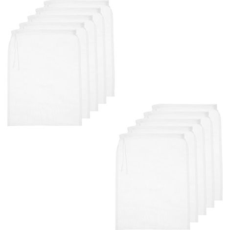Colador de tela, 10 piezas, Tela de muselina, Nylon, Tela para queso, Colador, Colador, lácteos, Tamiz, Malla 200-30x45 cm, Blanco (1/5)