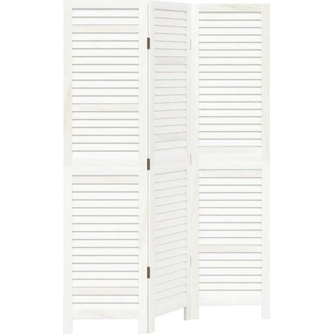 Biombo separador de 3 paneles madera maciza Paulownia blanco vidaXL (1/5)