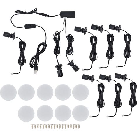Lampe d'armoire ronde à LED, petite, dimmable, alimentée par USB, pour armoire ou hall d'exposition (1 pour 9)