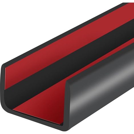 U-Shaped Edge Band, Soft Rubber Self Adhesive Edge Protector for Worktop, Shelf, Cabinet Door, Drawer, Size 19mm, Fits Edges 18-20mm Thick. (1/2)
