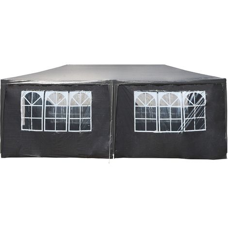Toboli Gazebo 3 x 6 m in grigio con protezione UV 50+, tendone da giardino con pareti laterali avvolgibili, tenda da festa con finestre, ad esempio per terrazze e festival