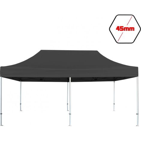 Gazebo 3x6 m nero SENZA laterali pieghevole alluminio piantone esagonale 45mm portatile estendibile richiudibile estensibile acciaio per fiere eventi stand chiosco tenda tendone mercato mercatino (1/5)