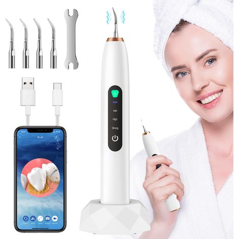 Nettoyeur dentaire électrique intelligent 4 vitesses, appareil de soin bucco-dentaire à domicile, détartreur et blanchiment des dents (1/5)