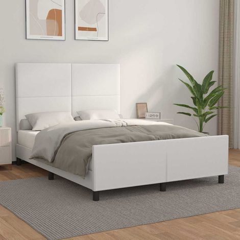 Cadre de lit sans matelas blanc 140x190 cm similicuir (1/5)