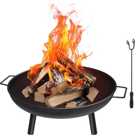 1 Brasero Diamètre 58 cm, Métal, 3 Pieds, Jardin Terrasse Camping