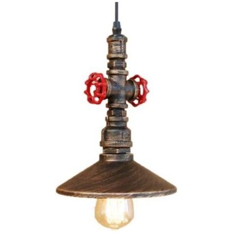 Rétro Suspension Lustre Industrielle Lampe de Plafond de Tuyau d'eau (1/4)