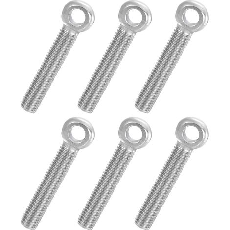 6 Pcs Boulon à Œil M10x55mm Boulon à Œillet de Levage pour Balancement d'Épaule, Vis Filetage Complet en Acier Inoxydable 304, Filetage Métrique Trou Coulissant, Couleur Argentée (1/5)