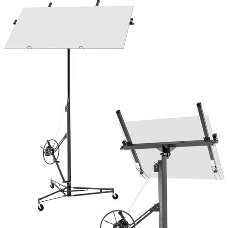 Porte-plaques de plâtre pliable max 68 kg,hauteur 180 à 470 cm inclinaison 60°,3 roues frein à main gris-Ha (1/5)