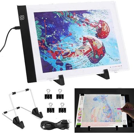 Table lumineuse LED A4 - DARMOWADE - Sketchpad LED Pad - Luminosité Réglable - Pour Esquisser Animation Diamant (1/4)