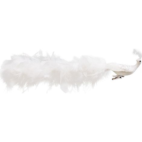 Ornement De Sapin - Paon Décoratif En Plastique Et Plumes - Pour Décoration De Noël Et De Fête - 1 Pièce (1/5)