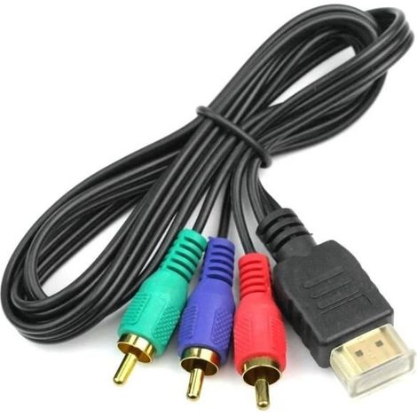 Câble convertisseur HDMI vers RCA - Adaptateur AV - 1m - Blanc - Haute qualité - Transmission vidéo (1/4)