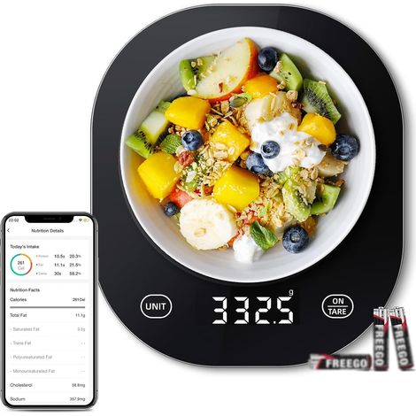 Balance de Cuisine Noire 10 kg/0,5 g, Piles 3AAA Incluses (1/5)