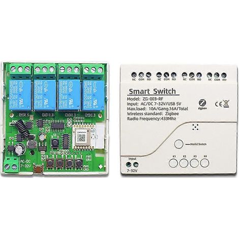 Tuya ZigBee intelligent AC DC7-32 V interrupteur 4 canal avec ding rail housing travail avec alexa maison assistant (1/5)