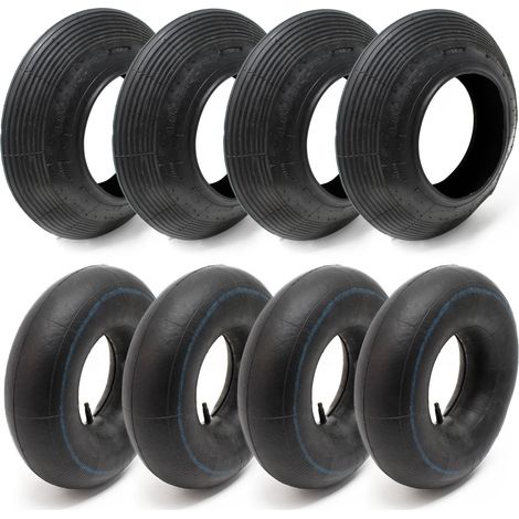 Set 4x cubiertas 4x cámaras aire ruedas carretilla 4.00-8 Válvula TR13 Ruedas carretillo Jardinería (1/3)