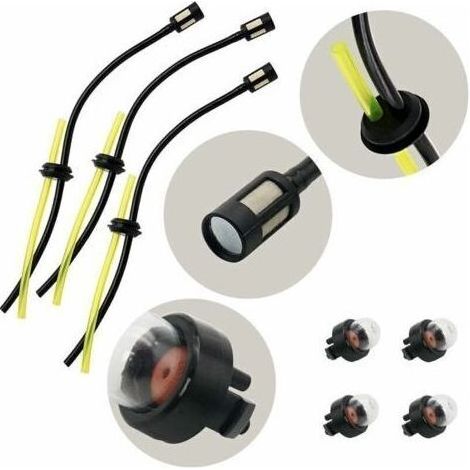 Universelles Kraftstoffschlauch- und Primerpumpen-Set (3 Schläuche und 4 Primerpumpen) für Freischneider-Vergaser, Freischneider-Ersatzteile, Laubbläser, Kettensäge, Stihl 02 (1/5)