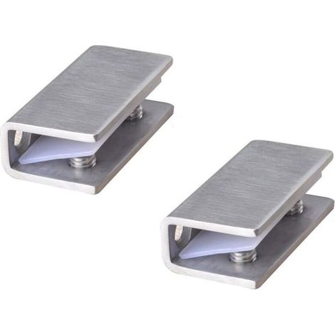Lot de 2 clips contemporains en acier inoxydable pour porte de douche en verre, fixation murale, 8-12 mm (1/5)