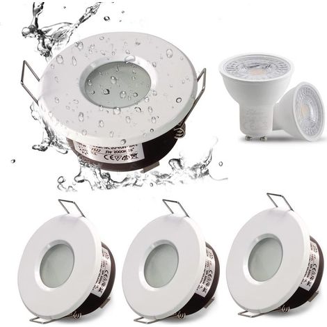 IP65 spot LED encastrable étanche, configuration de douille GU10, adapté aux spots de salle de bain et de cuisine (ampoule non incluse) Blanc Downlight découpe 75mm (1/5)